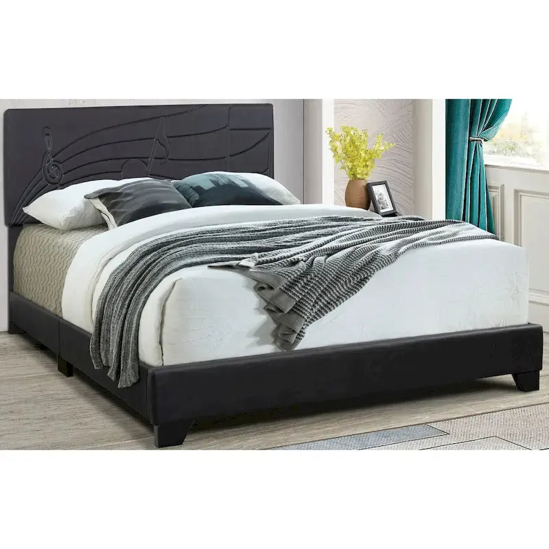 Upholstered Black Bed