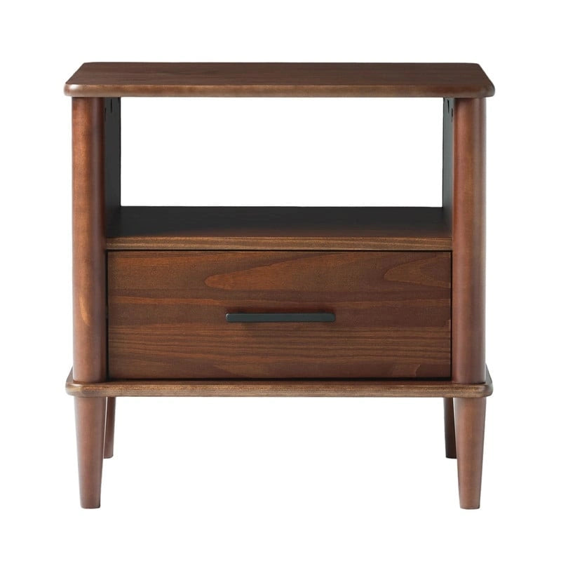 Transitional Solid Pine Wood Nightstand