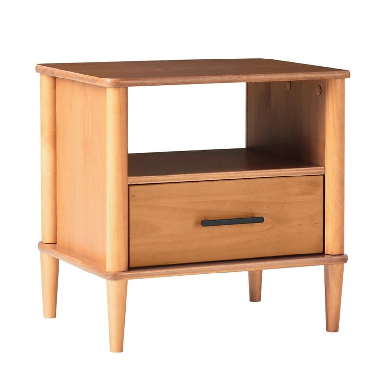 Transitional Solid Pine Wood Nightstand