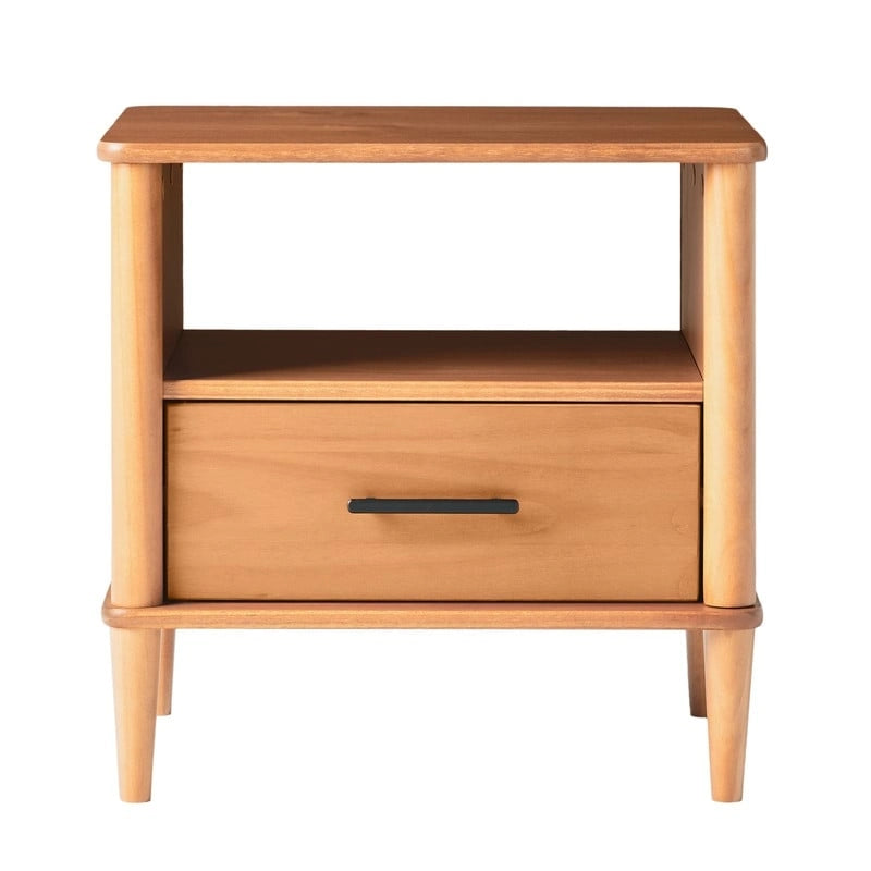 Transitional Solid Pine Wood Nightstand