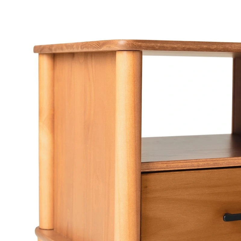 Transitional Solid Pine Wood Nightstand
