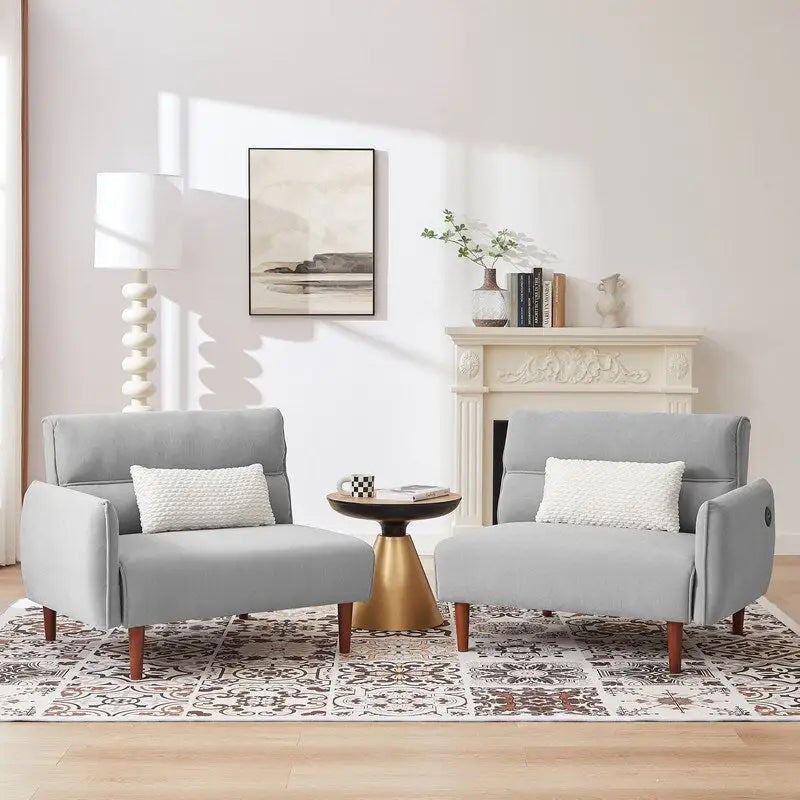 Convertible Futon Sofa Bed with 2 Pillows