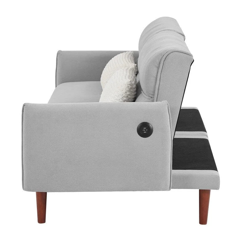 Convertible Futon Sofa Bed with 2 Pillows