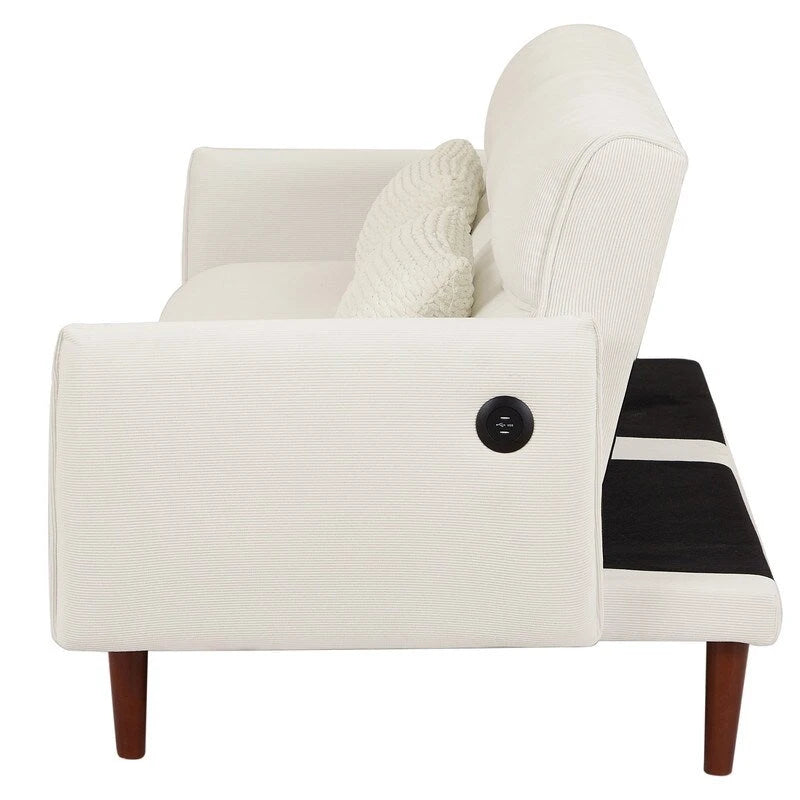 Convertible Futon Sofa Bed with 2 Pillows
