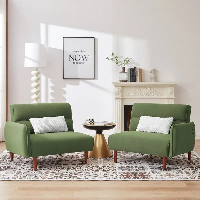 Convertible Futon Sofa Bed with 2 Pillows