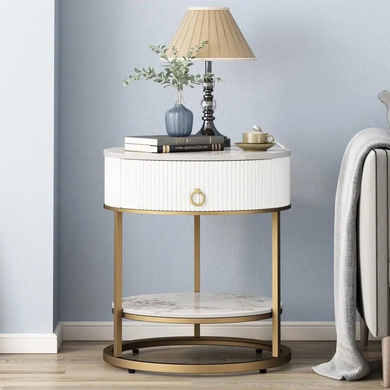 Round Side Table with Drawer