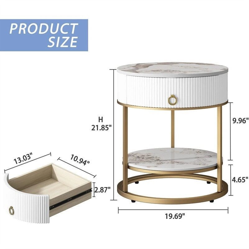 Round Side Table with Drawer