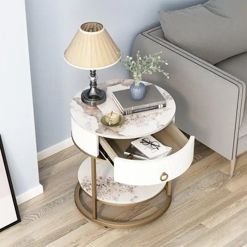 Round Side Table with Drawer