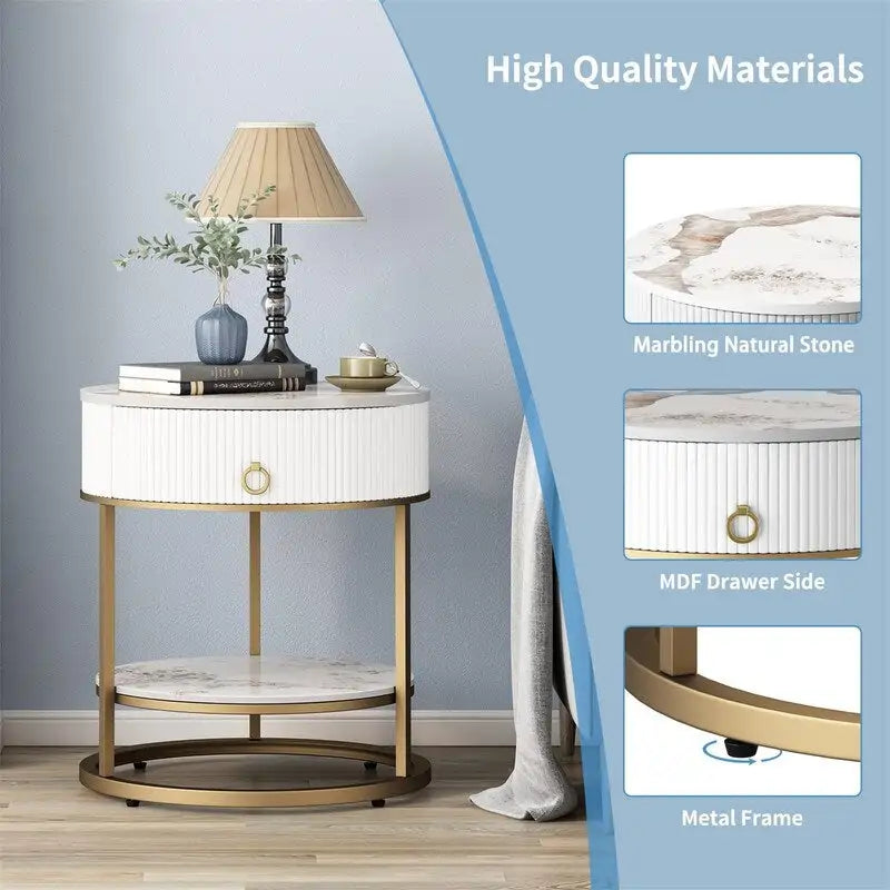 Round Side Table with Drawer