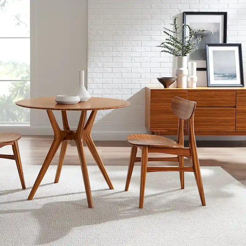 Solid Bamboo Dining Chair, Golden, Set of 2