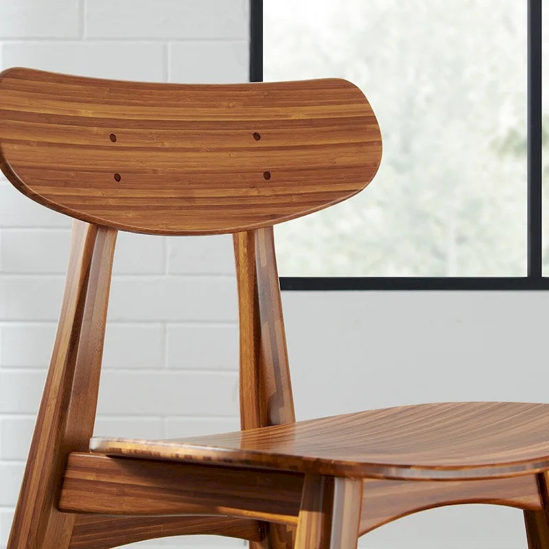 Solid Bamboo Dining Chair, Golden, Set of 2