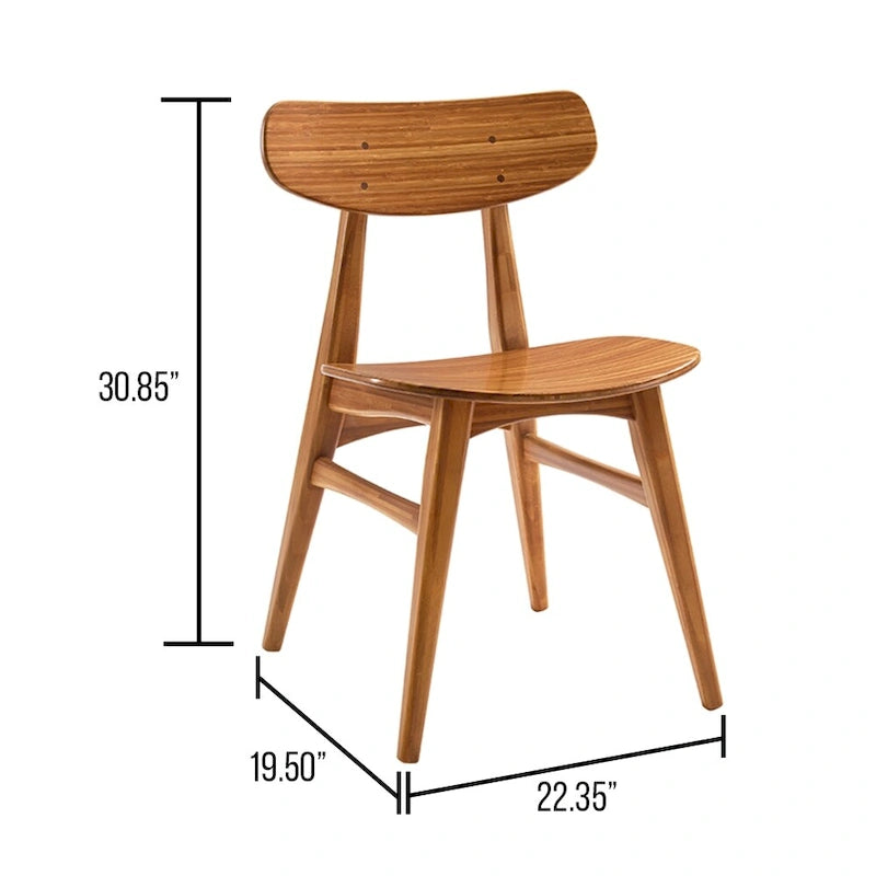 Solid Bamboo Dining Chair, Golden, Set of 2