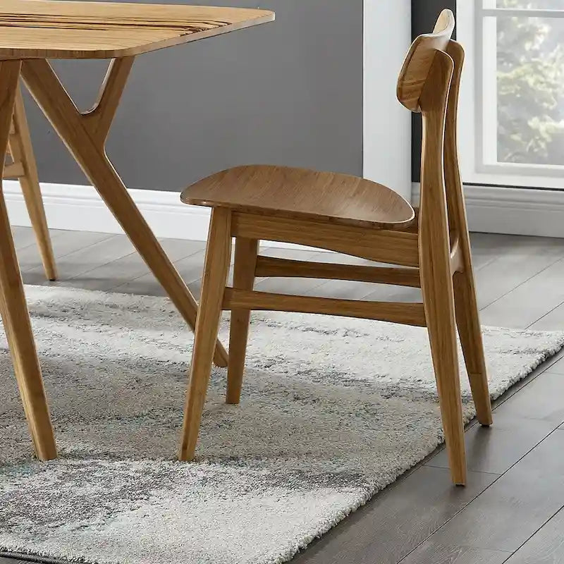 Solid Bamboo Dining Chair, Golden, Set of 2