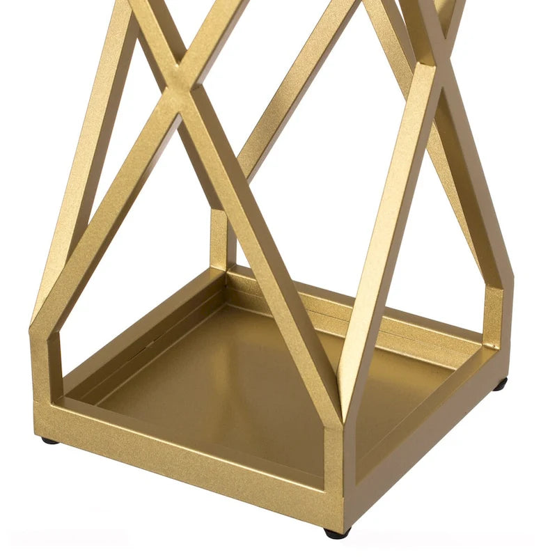 Decorative Gold Square X Design Umbrella Holder Stand for Indoor and Outdoor