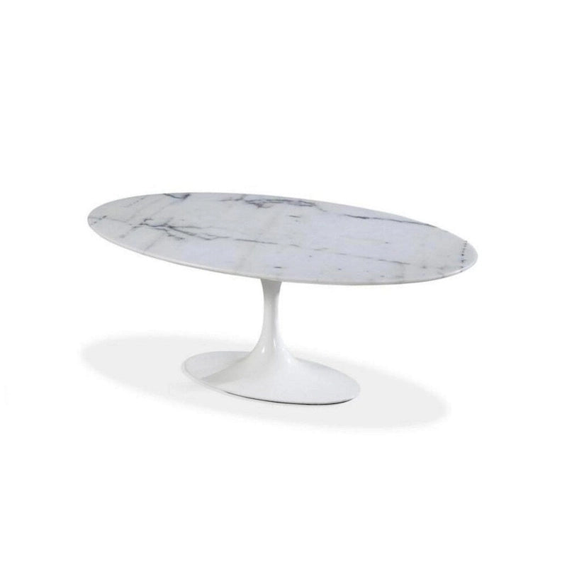 White Oval Marble Pedestal Dining Table
