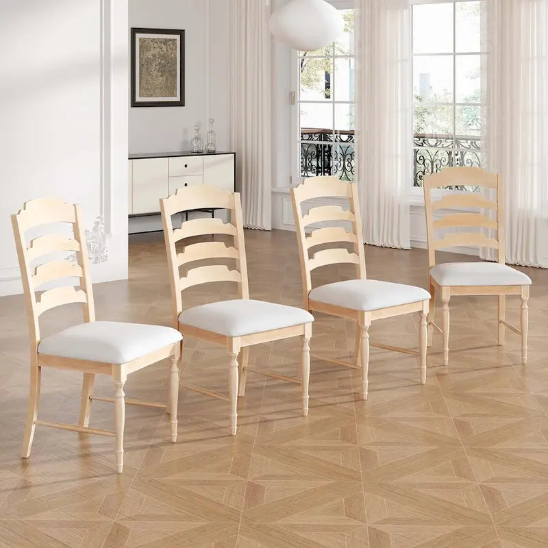 Vintage Upholstered Dining Chairs with Decorative Backs, Set of 4