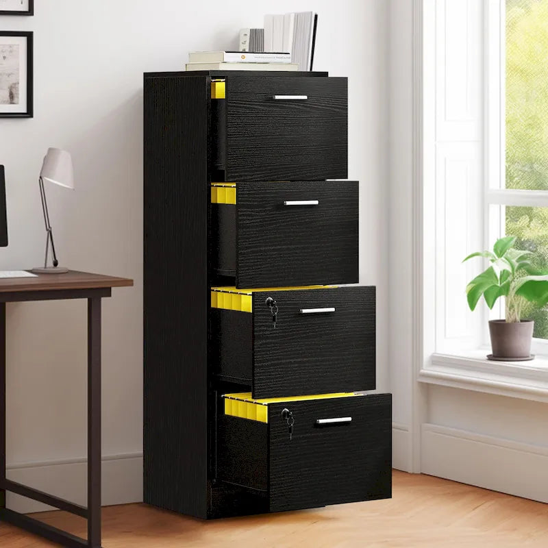 Vertical 4-Drawer Locking File Cabinet for Letter and A4 Files
