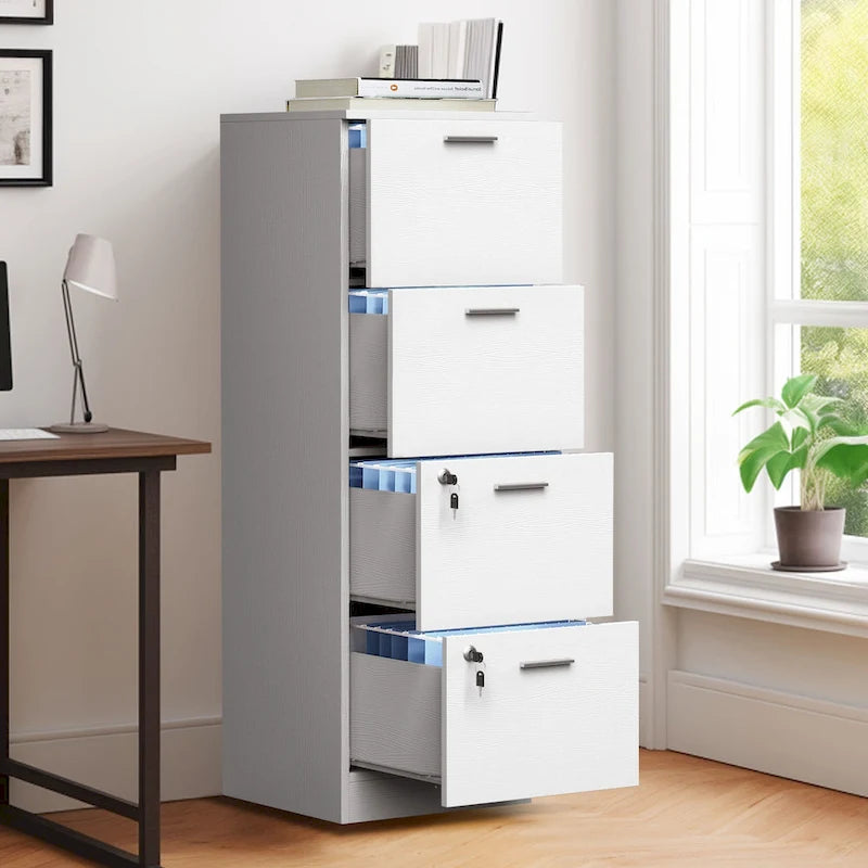 Vertical 4-Drawer Locking File Cabinet for Letter and A4 Files