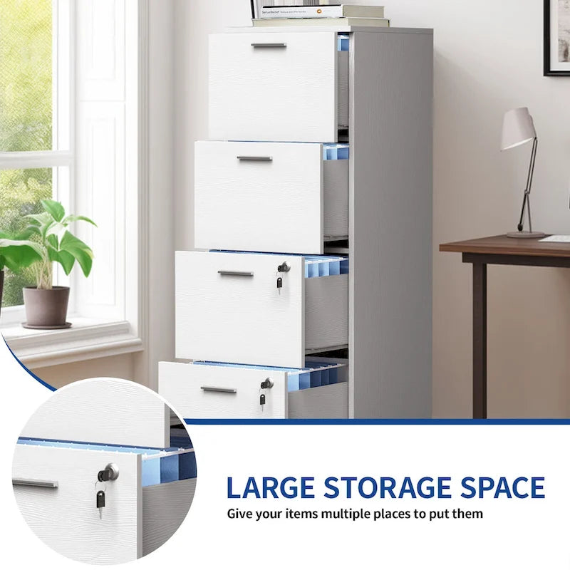 Vertical 4-Drawer Locking File Cabinet for Letter and A4 Files