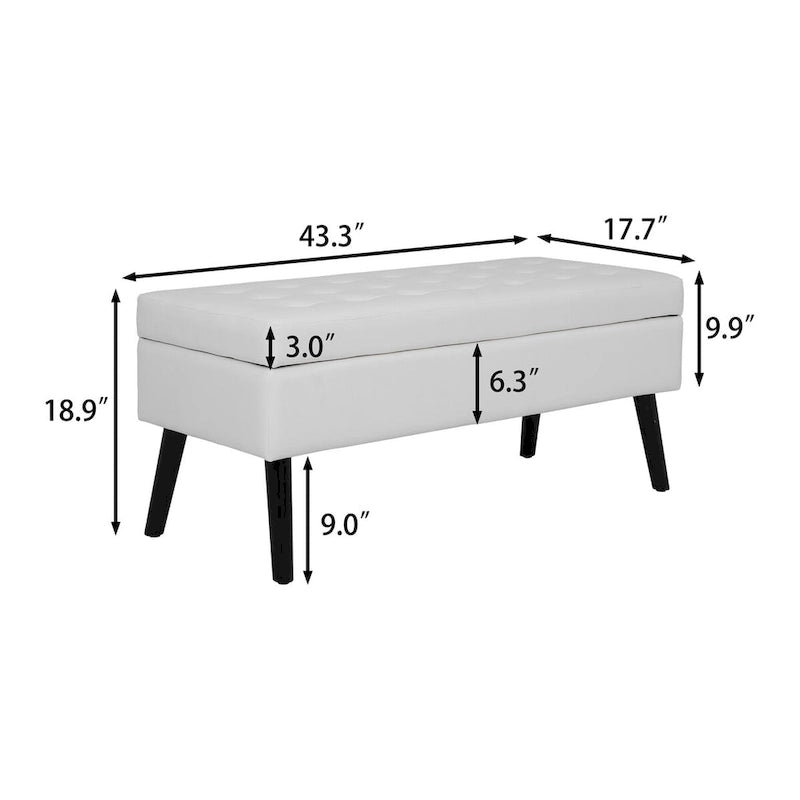 White PU Leather Storage Ottoman Bench