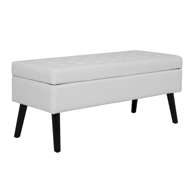 White PU Leather Storage Ottoman Bench